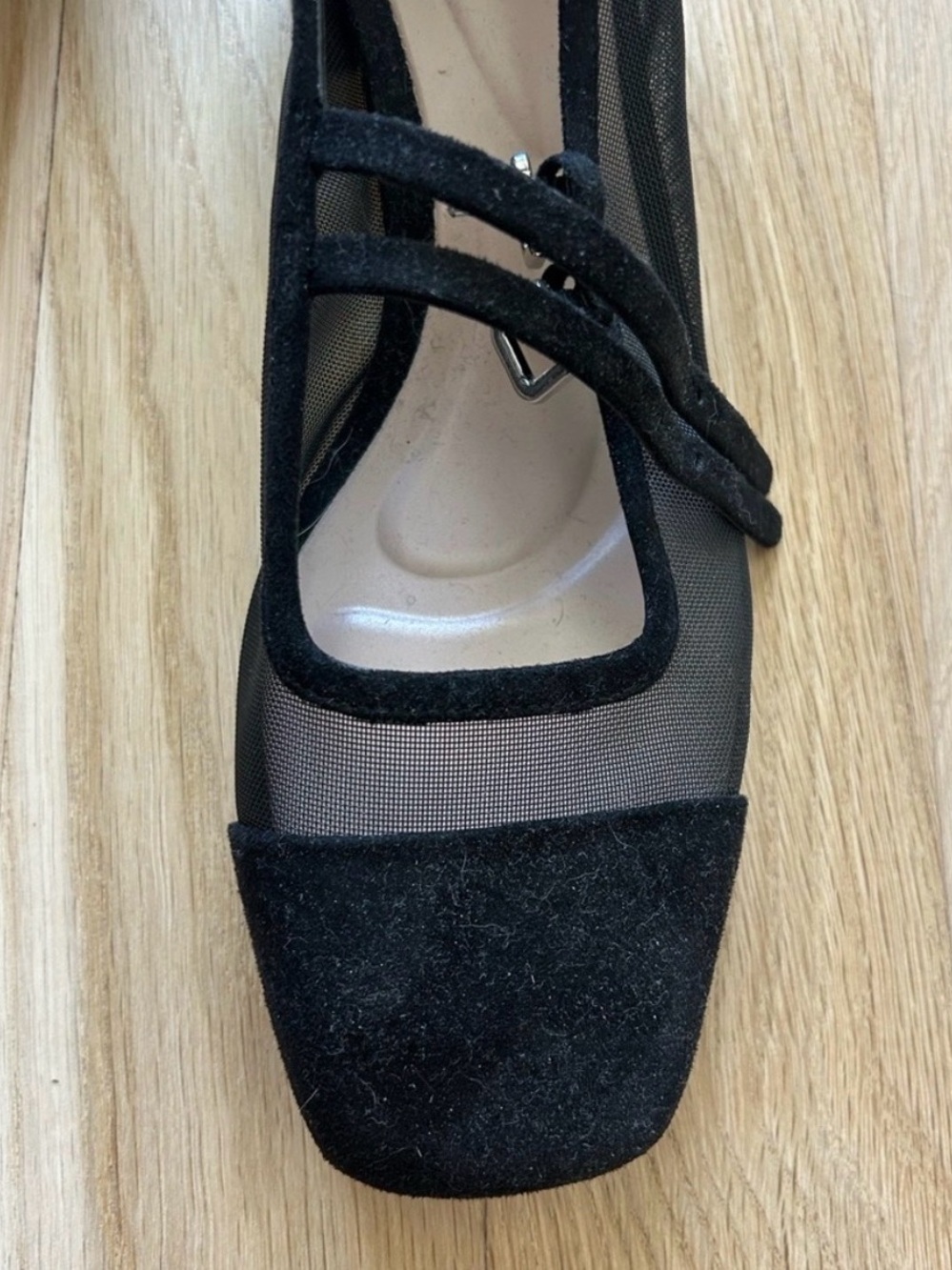 Zara Black Mesh Suede Mary Janes - Picture 4 of 5